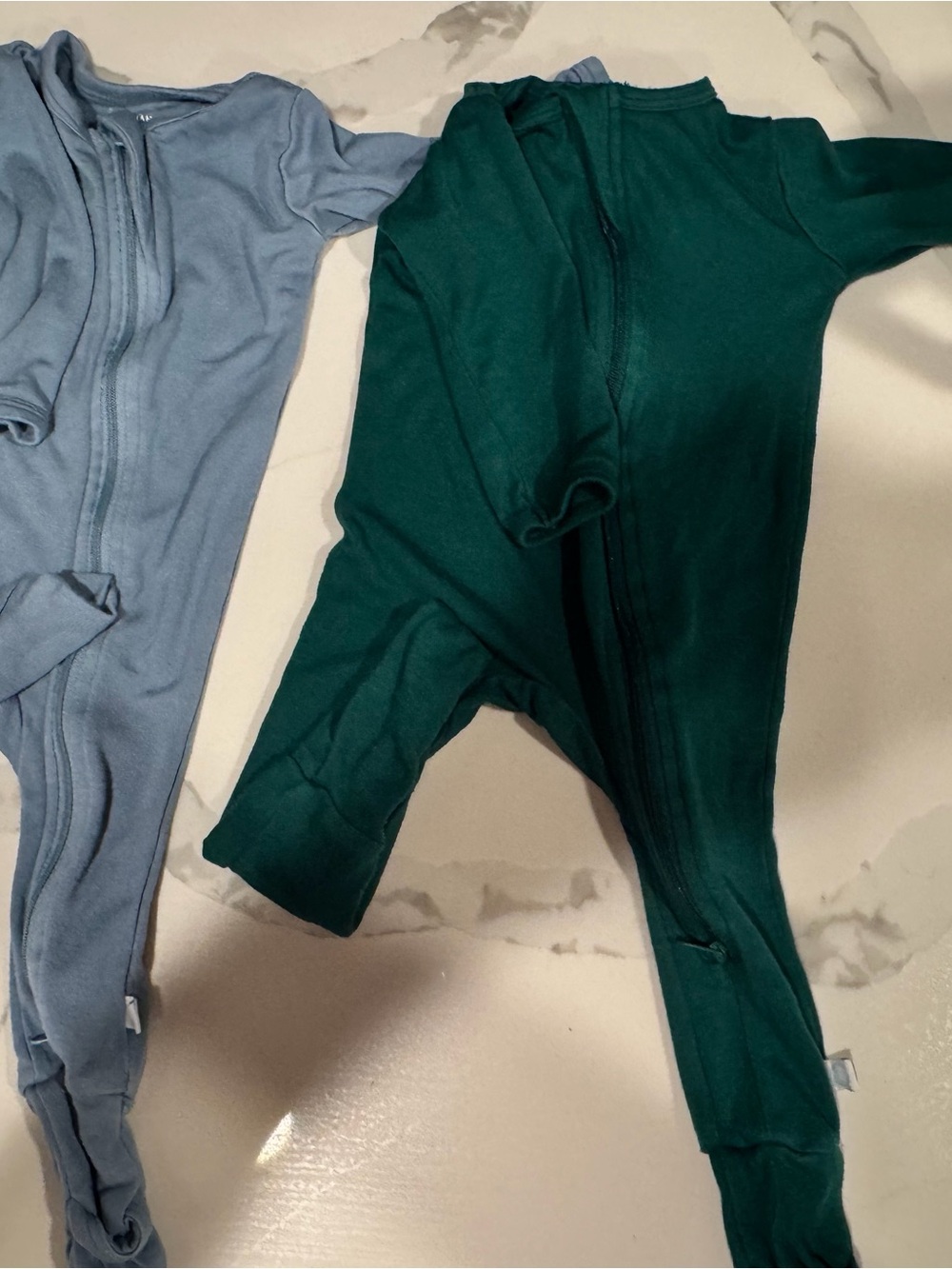 Dreamland Two Baby Zip Footed Sleeper Pajamas — Steel Blue & Deep Teal